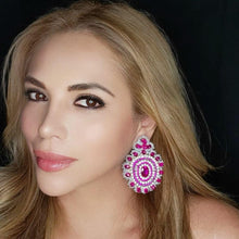 Load image into Gallery viewer, SILVER & FUCSIA  - FRIVOLITE EARRINGS