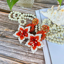 Load image into Gallery viewer, White and Orange Summer Flower Earrings