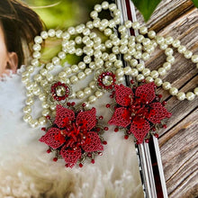 Load image into Gallery viewer, Red Flower Earrings