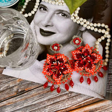 Load image into Gallery viewer, Wine and Orange Flower Earrings