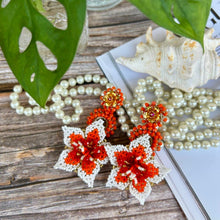 Load image into Gallery viewer, White and Orange Summer Flower Earrings
