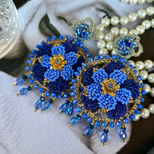 Load image into Gallery viewer, Blue Summer Flower Earrings