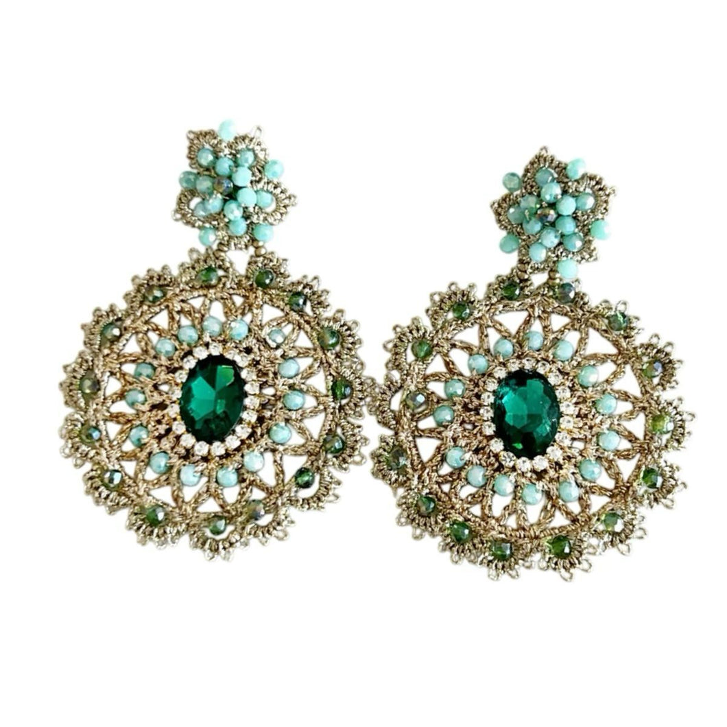 GREEN SHADES  - FRIVOLITE EARRINGS