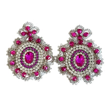 Load image into Gallery viewer, SILVER &amp; FUCSIA  - FRIVOLITE EARRINGS
