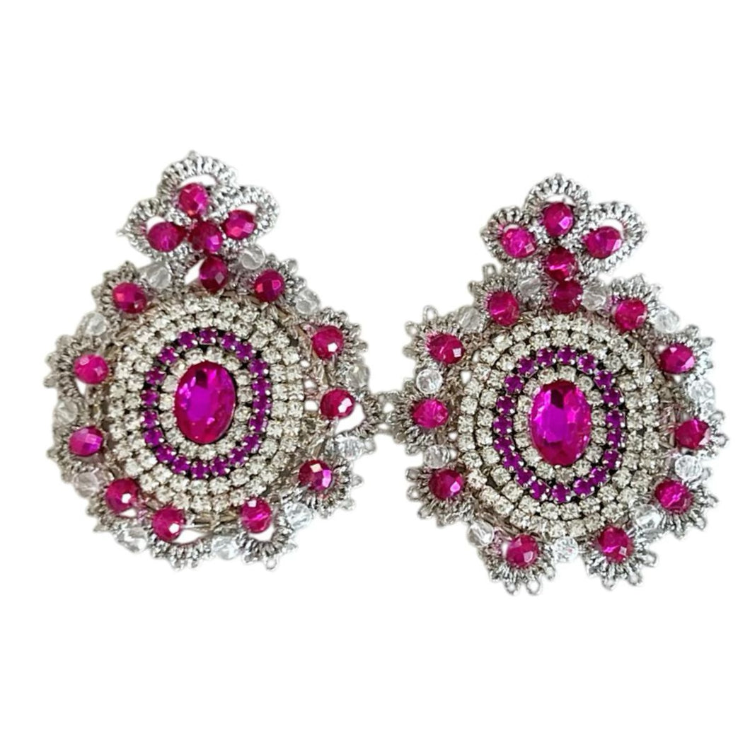 SILVER & FUCSIA  - FRIVOLITE EARRINGS