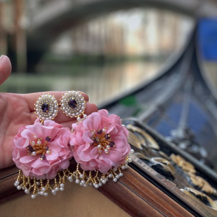 VIVI Pink Flower Earrings Lavativarios Online Store