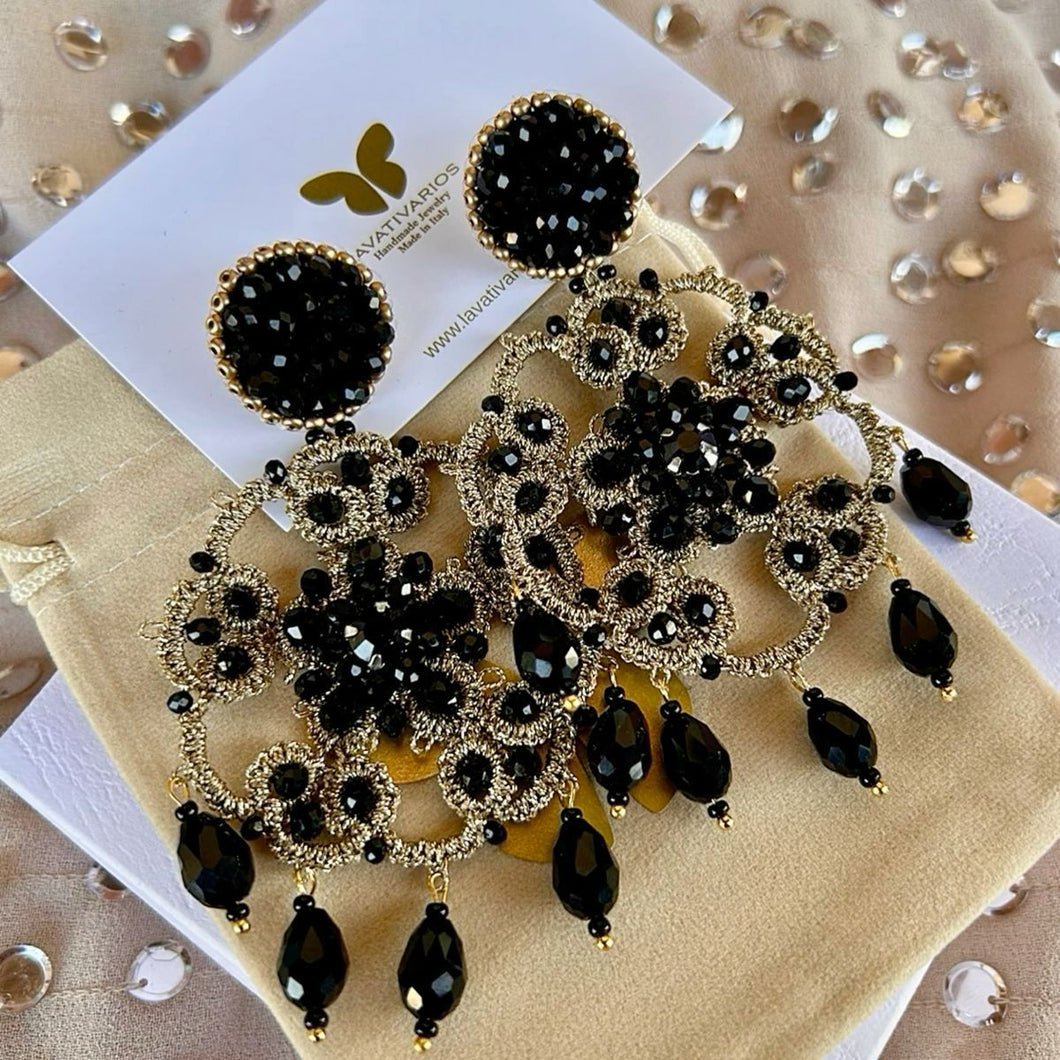 LOLA Earrings - Black and Gold