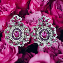 Load image into Gallery viewer, SILVER &amp; FUCSIA  - FRIVOLITE EARRINGS
