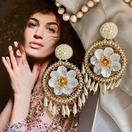 AMANDA White Statement Rose Earrings
